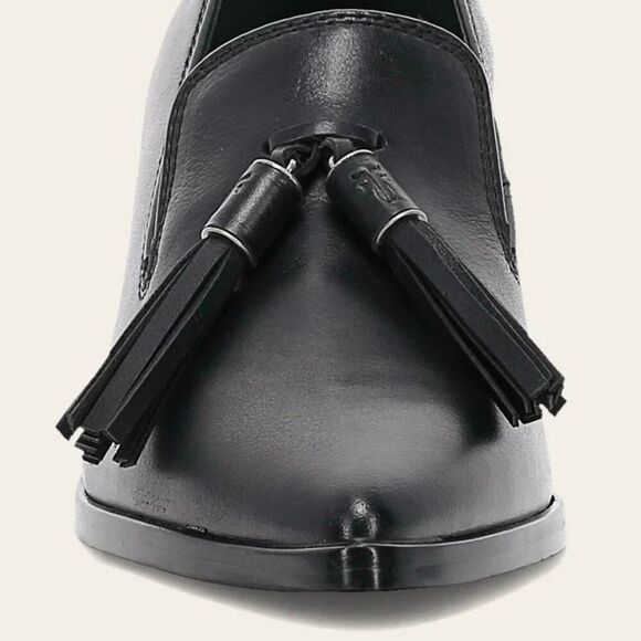 NWT  Frye Suede Leather Sadie Venetian Tassel Block Heel Loafers Black Size 11M - Picture 5 of 8